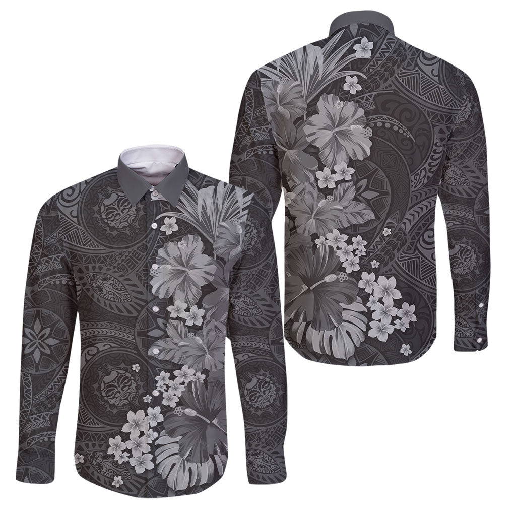 Pauli Hawai'i Hibiscus Family Matching Off Shoulder Short Dress and Hawaiian Shirt Polynesian Tribal Tattoo Pattern Floral Elements