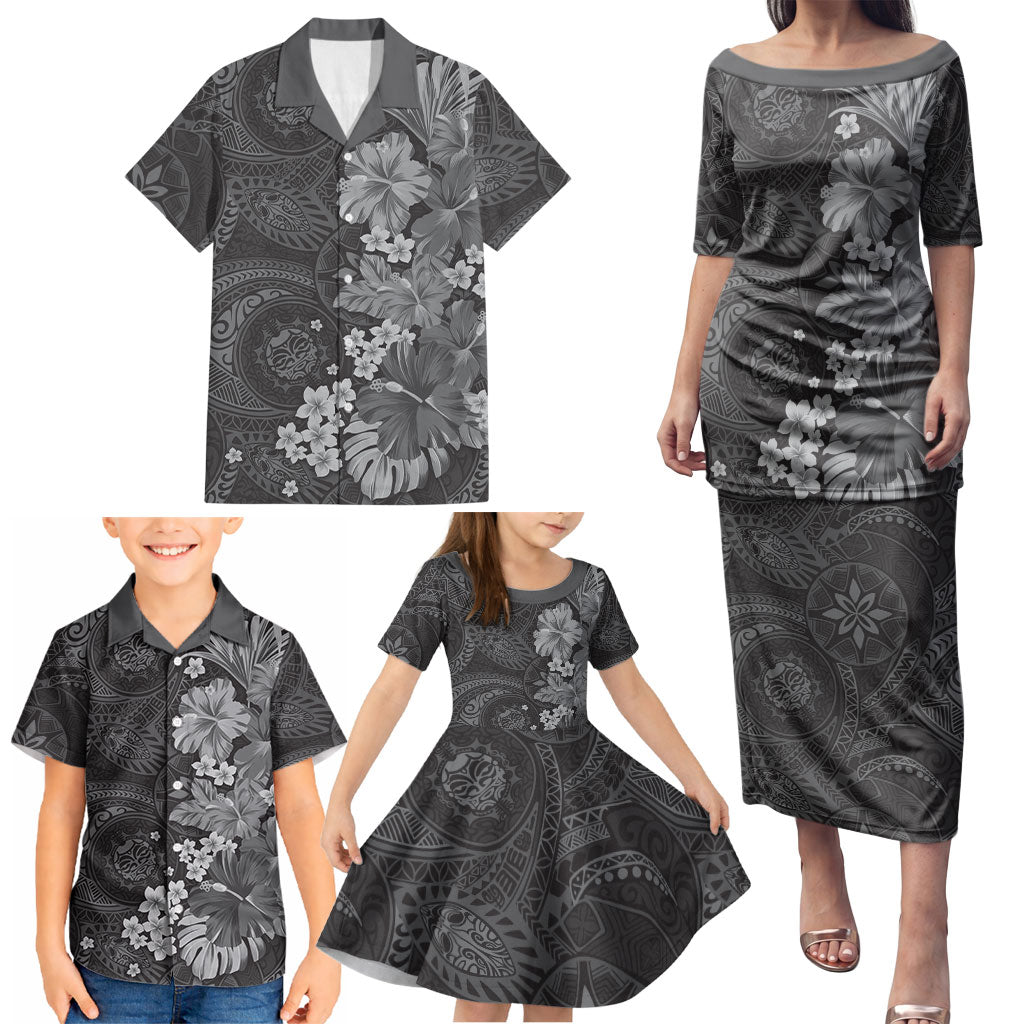 Pauli Hawai'i Hibiscus Family Matching Puletasi and Hawaiian Shirt Polynesian Tribal Tattoo Pattern Floral Elements
