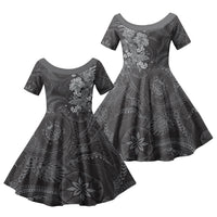 Pauli Hawai'i Hibiscus Family Matching Summer Maxi Dress and Hawaiian Shirt Polynesian Tribal Tattoo Pattern Floral Elements