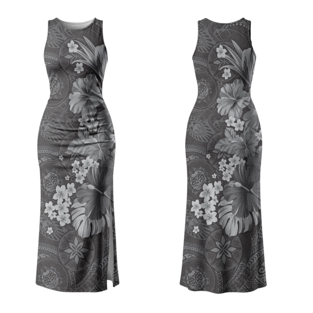 Pauli Hawai'i Hibiscus Family Matching Tank Maxi Dress and Hawaiian Shirt Polynesian Tribal Tattoo Pattern Floral Elements