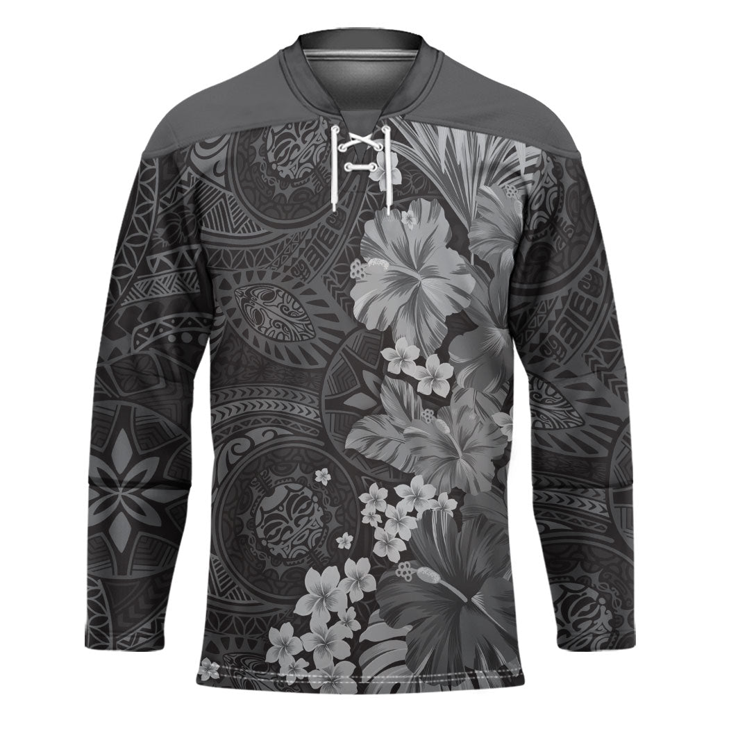Pauli Hawai'i Hibiscus Hockey Jersey Polynesian Tribal Tattoo Pattern Floral Elements