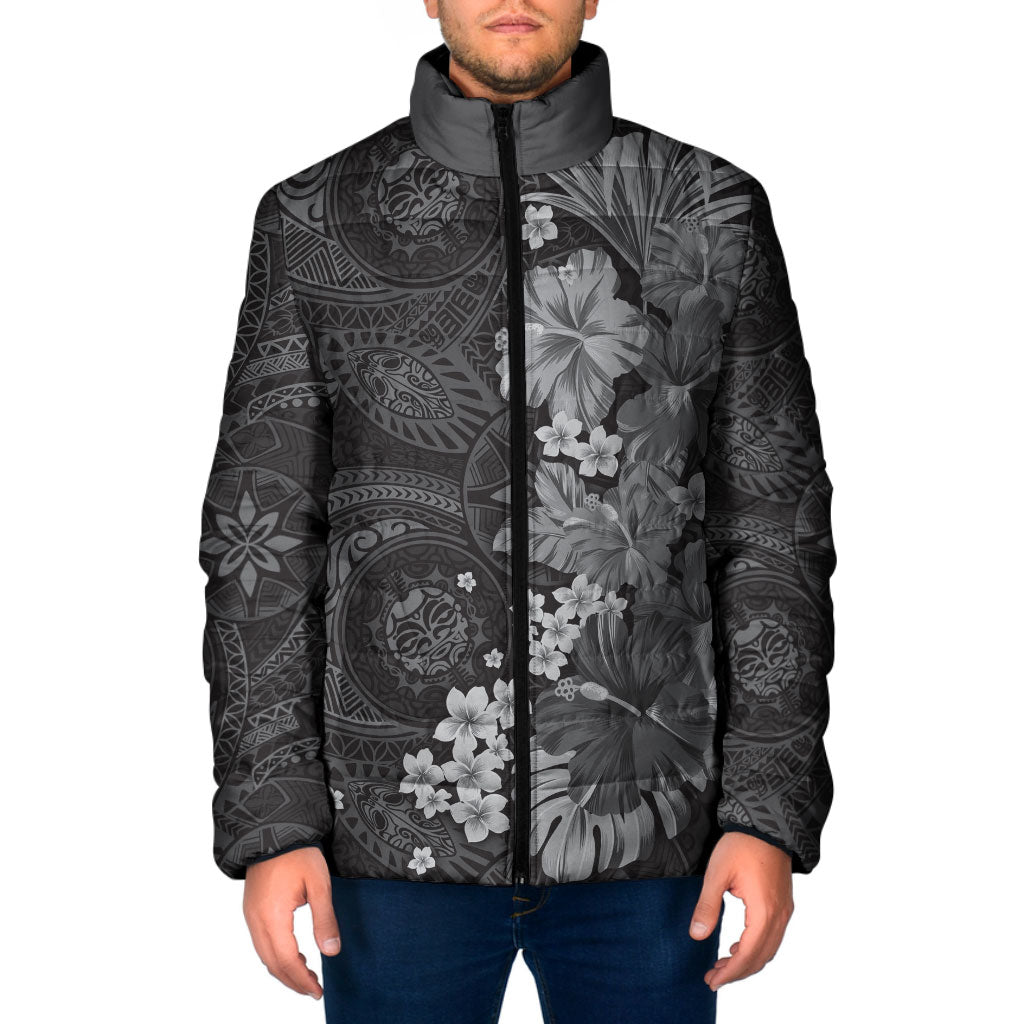 Pauli Hawai'i Hibiscus Padded Jacket Polynesian Tribal Tattoo Pattern Floral Elements