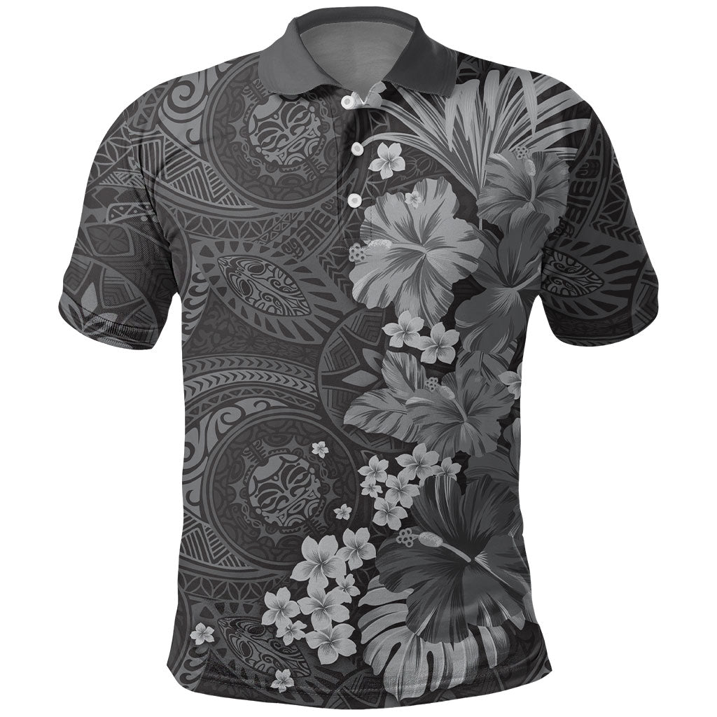 Pauli Hawai'i Hibiscus Polo Shirt Polynesian Tribal Tattoo Pattern Floral Elements