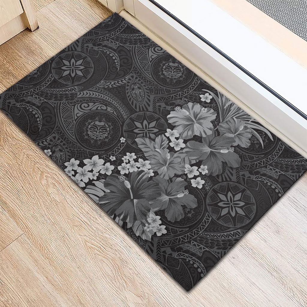 Pauli Hawai'i Hibiscus Rubber Doormat Polynesian Tribal Tattoo Pattern Floral Elements
