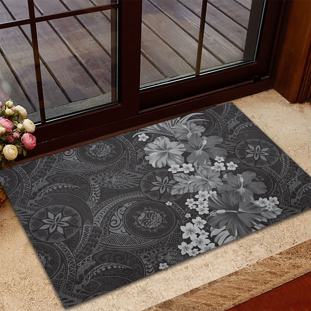 Pauli Hawai'i Hibiscus Rubber Doormat Polynesian Tribal Tattoo Pattern Floral Elements