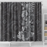 Pauli Hawai'i Hibiscus Shower Curtain Polynesian Tribal Tattoo Pattern Floral Elements