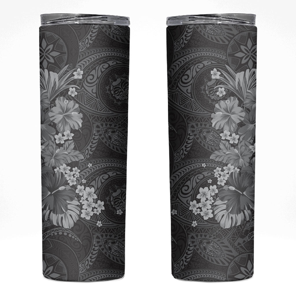 Pauli Hawai'i Hibiscus Skinny Tumbler Polynesian Tribal Tattoo Pattern Floral Elements