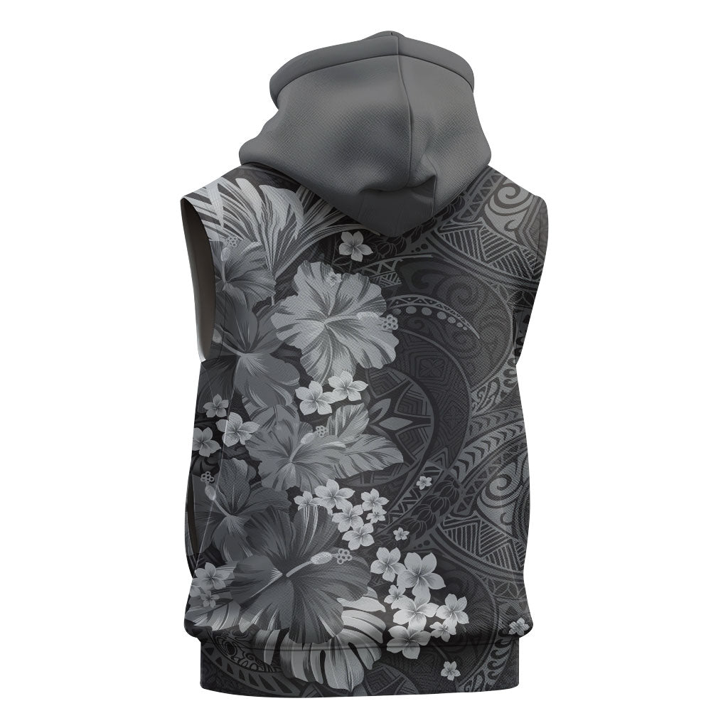 Pauli Hawai'i Hibiscus Sleeveless Hoodie Polynesian Tribal Tattoo Pattern Floral Elements