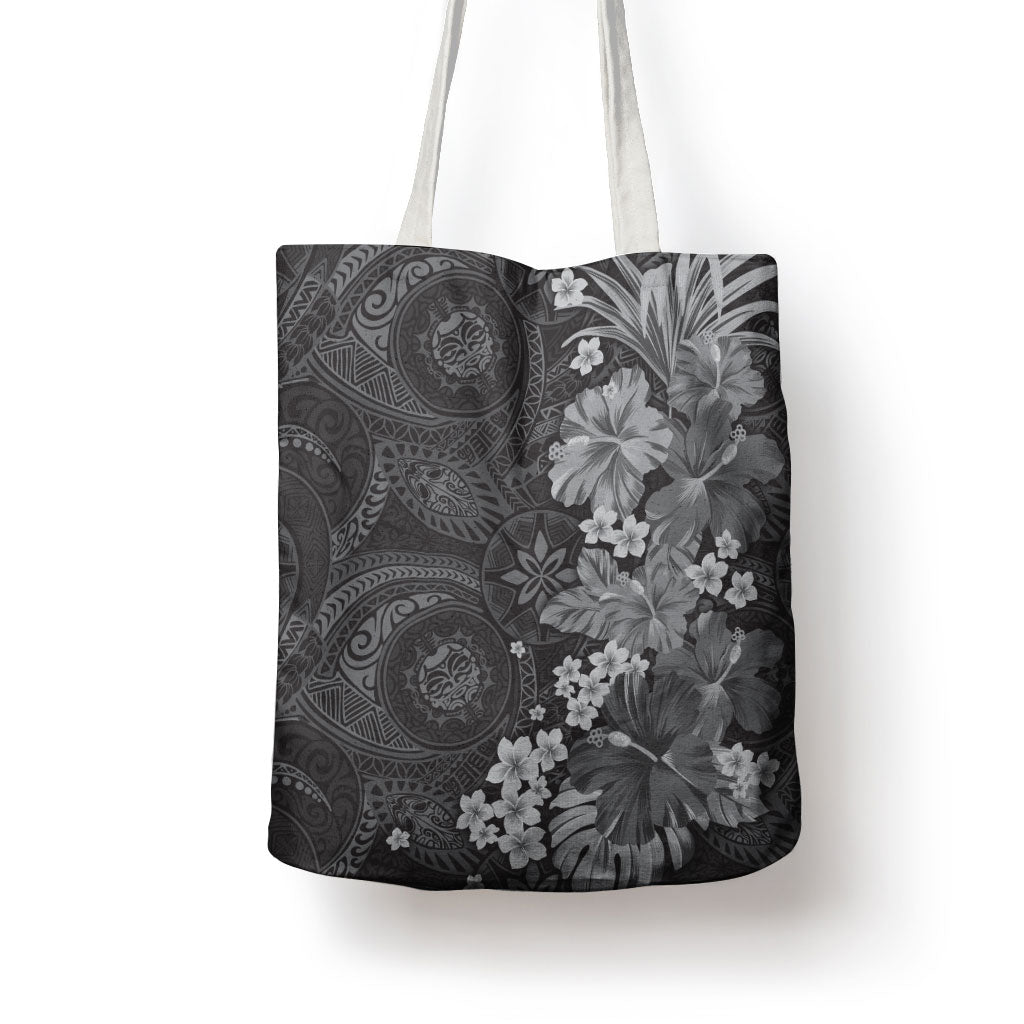 Pauli Hawai'i Hibiscus Tote Bag Polynesian Tribal Tattoo Pattern Floral Elements