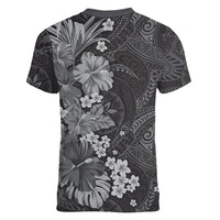 Pauli Hawai'i Hibiscus Women V-Neck T-Shirt Polynesian Tribal Tattoo Pattern Floral Elements