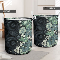 Pauliuli Hawai'i Hibiscus Laundry Basket Polynesian Tribal Tattoo Pattern Floral Elements