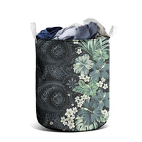 Pauliuli Hawai'i Hibiscus Laundry Basket Polynesian Tribal Tattoo Pattern Floral Elements
