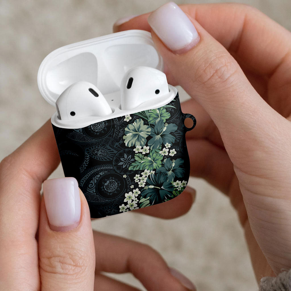 Pauliuli Hawai'i Hibiscus AirPods Case Polynesian Tribal Tattoo Pattern Floral Elements