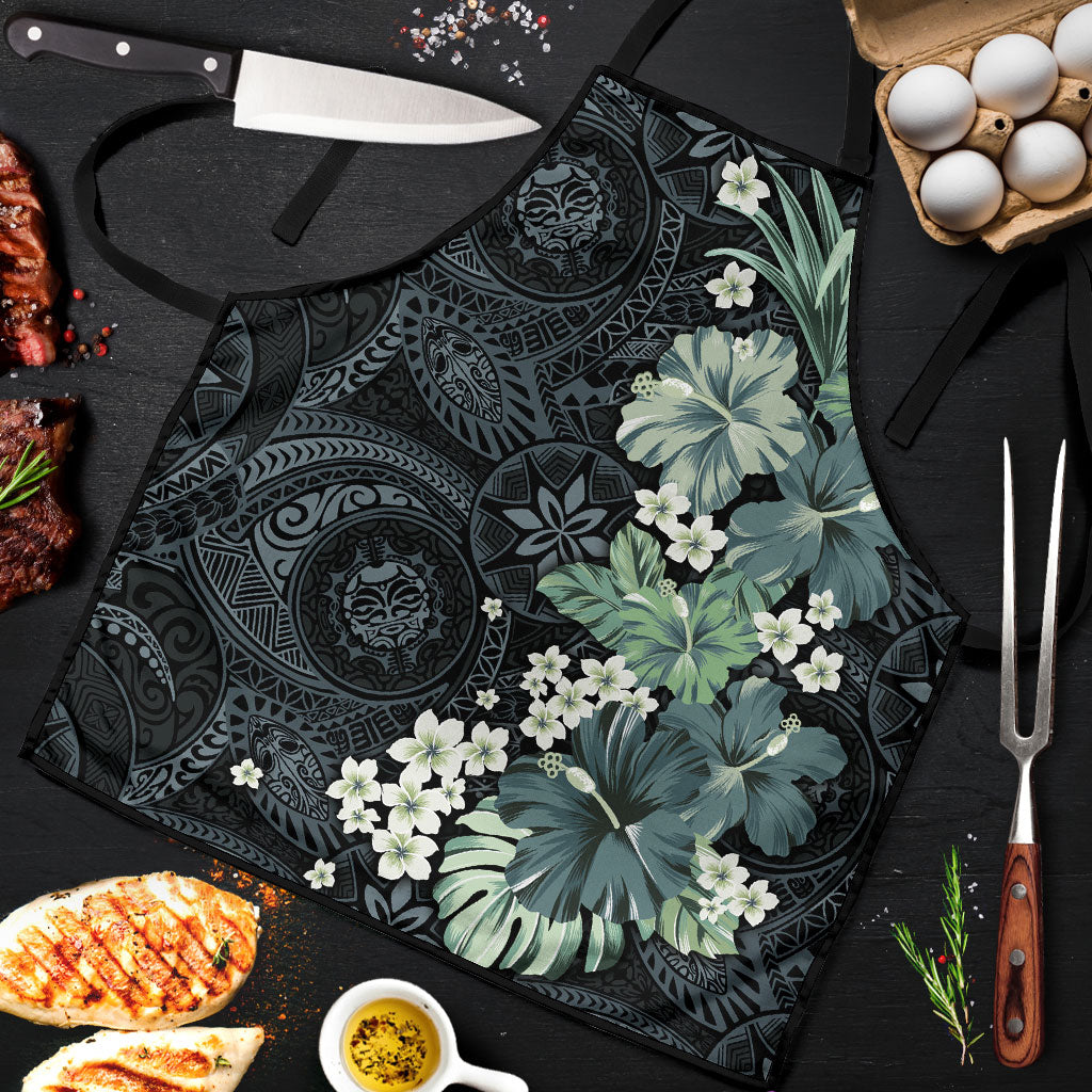 Pauliuli Hawai'i Hibiscus Apron Polynesian Tribal Tattoo Pattern Floral Elements