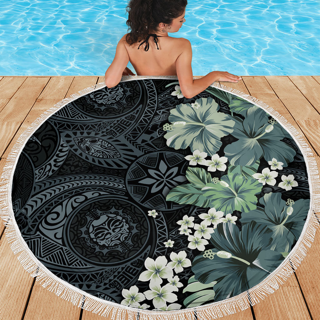 Pauliuli Hawai'i Hibiscus Beach Blanket Polynesian Tribal Tattoo Pattern Floral Elements