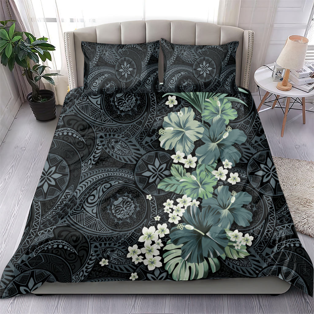 Pauliuli Hawai'i Hibiscus Bedding Set Polynesian Tribal Tattoo Pattern Floral Elements