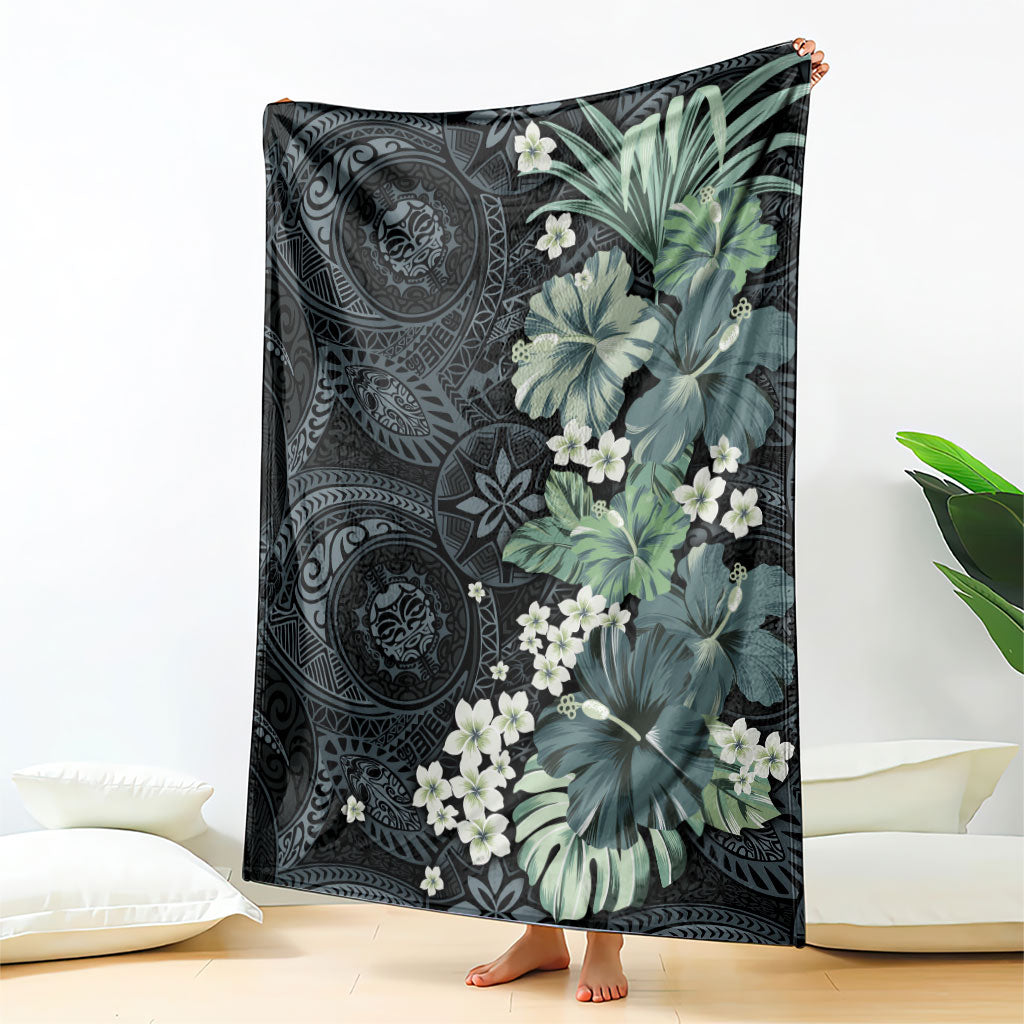 Pauliuli Hawai'i Hibiscus Blanket Polynesian Tribal Tattoo Pattern Floral Elements