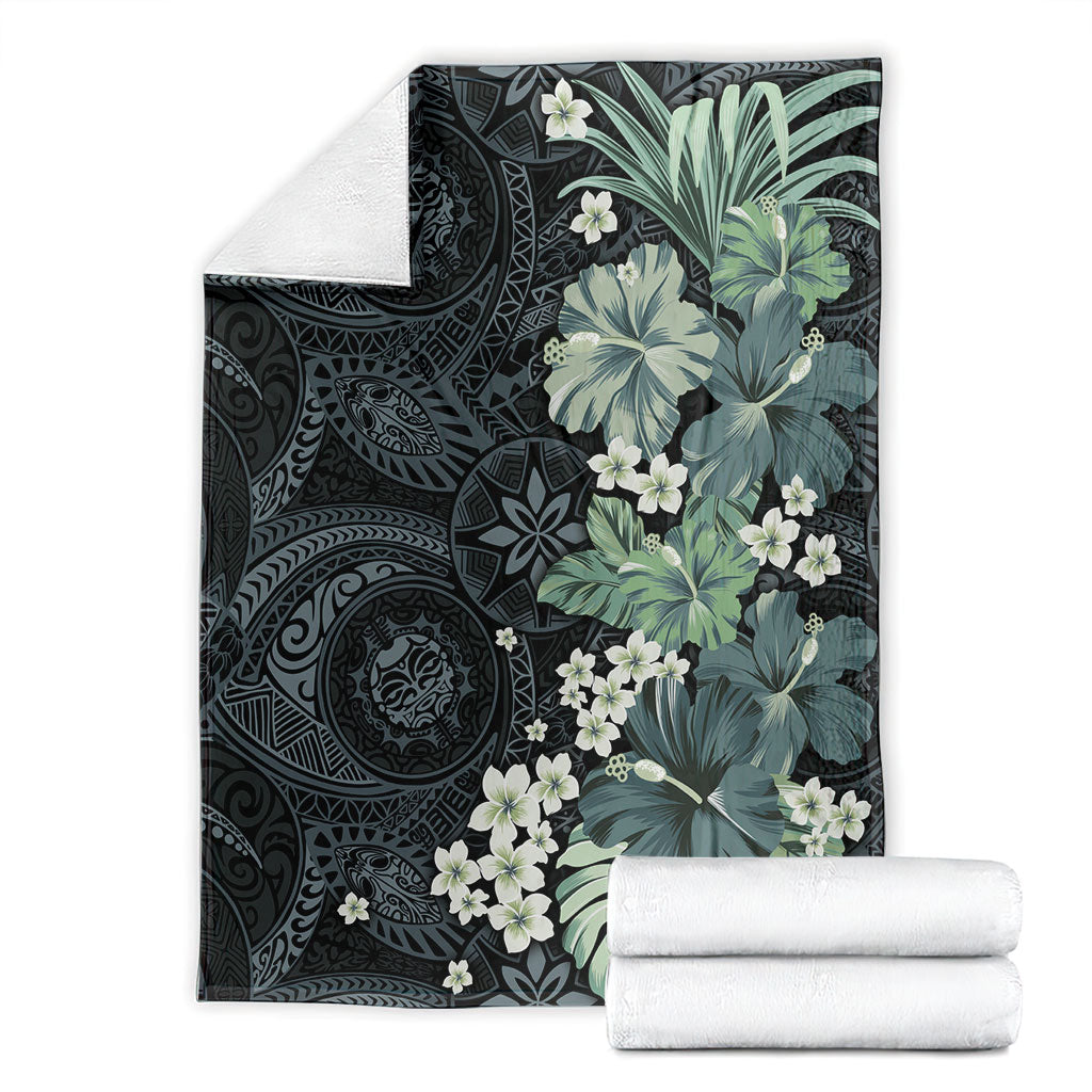 Pauliuli Hawai'i Hibiscus Blanket Polynesian Tribal Tattoo Pattern Floral Elements