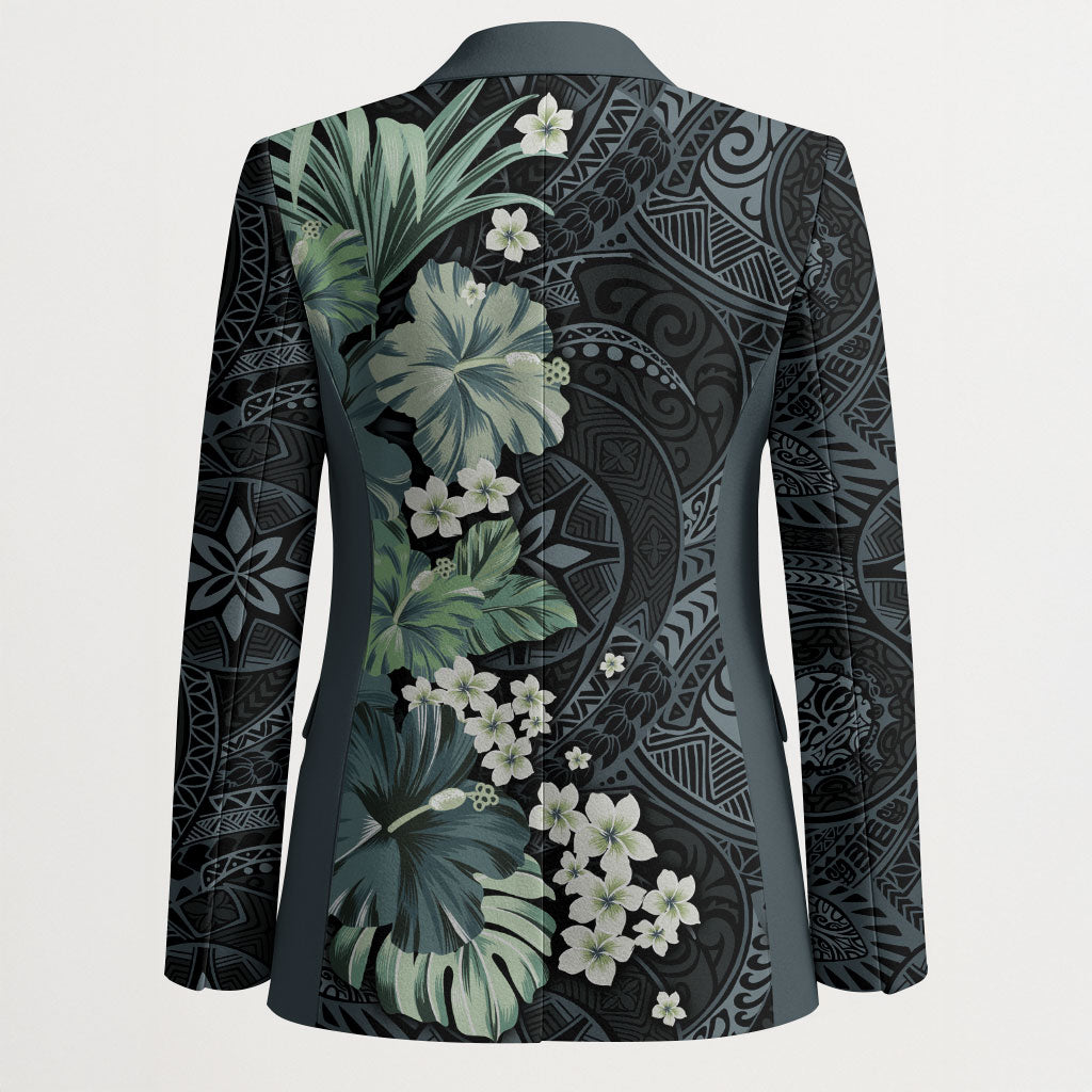 Pauliuli Hawai'i Hibiscus Blazer Polynesian Tribal Tattoo Pattern Floral Elements