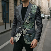 Pauliuli Hawai'i Hibiscus Blazer Polynesian Tribal Tattoo Pattern Floral Elements