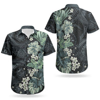 Pauliuli Hawai'i Hibiscus Couples Matching Tank Maxi Dress and Hawaiian Shirt Polynesian Tribal Tattoo Pattern Floral Elements