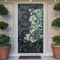 Pauliuli Hawai'i Hibiscus Door Cover Polynesian Tribal Tattoo Pattern Floral Elements