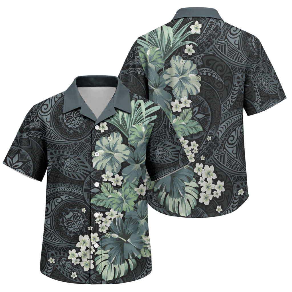 Pauliuli Hawai'i Hibiscus Family Matching Mermaid Dress and Hawaiian Shirt Polynesian Tribal Tattoo Pattern Floral Elements