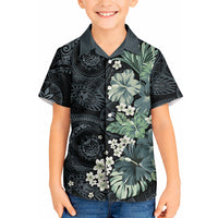 Pauliuli Hawai'i Hibiscus Kid Hawaiian Shirt Polynesian Tribal Tattoo Pattern Floral Elements