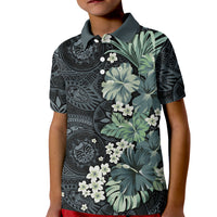 Pauliuli Hawai'i Hibiscus Kid Polo Shirt Polynesian Tribal Tattoo Pattern Floral Elements