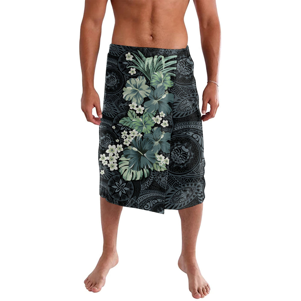 Pauliuli Hawai'i Hibiscus Lavalava Polynesian Tribal Tattoo Pattern Floral Elements LT9 Charcoal Blue - Polynesian Pride