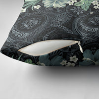 Pauliuli Hawai'i Hibiscus Pillow Cover Polynesian Tribal Tattoo Pattern Floral Elements