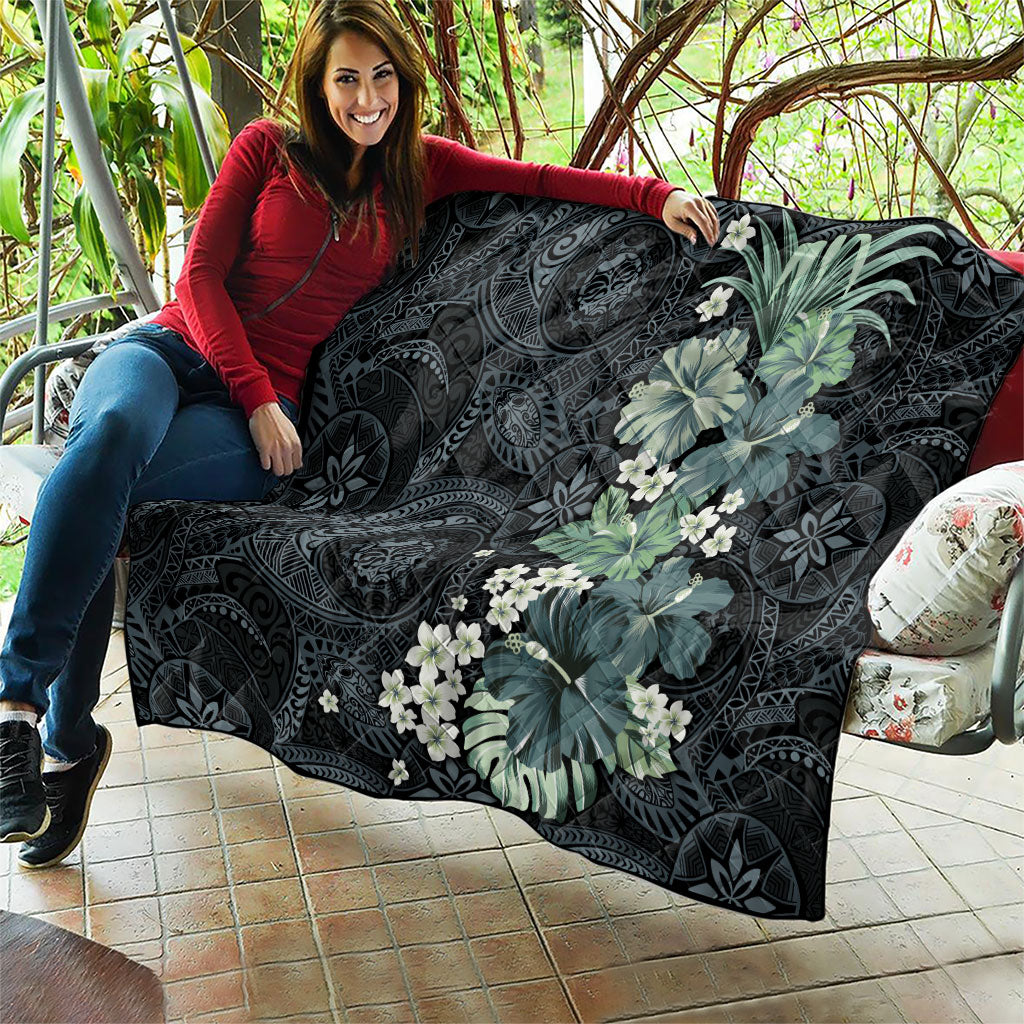 Pauliuli Hawai'i Hibiscus Quilt Polynesian Tribal Tattoo Pattern Floral Elements