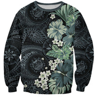 Pauliuli Hawai'i Hibiscus Sweatshirt Polynesian Tribal Tattoo Pattern Floral Elements