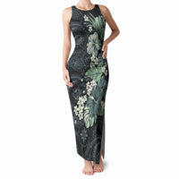 Pauliuli Hawai'i Hibiscus Tank Maxi Dress Polynesian Tribal Tattoo Pattern Floral Elements