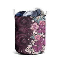 Poni Mama Hawai'i Hibiscus Laundry Basket Polynesian Tribal Tattoo Pattern Floral Elements
