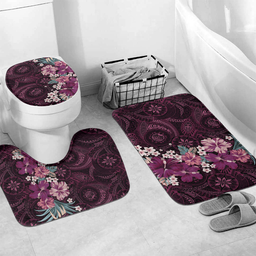 Poni Mama Hawai'i Hibiscus Bathroom Set Polynesian Tribal Tattoo Pattern Floral Elements