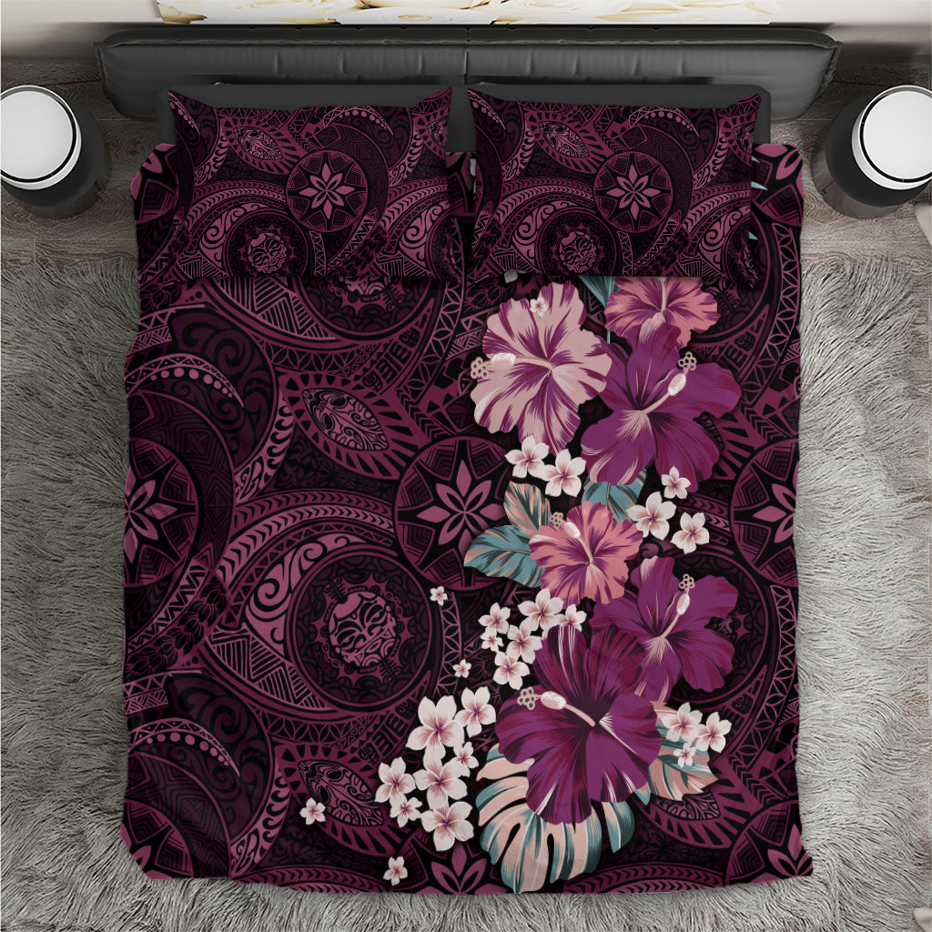 Poni Mama Hawai'i Hibiscus Bedding Set Polynesian Tribal Tattoo Pattern Floral Elements