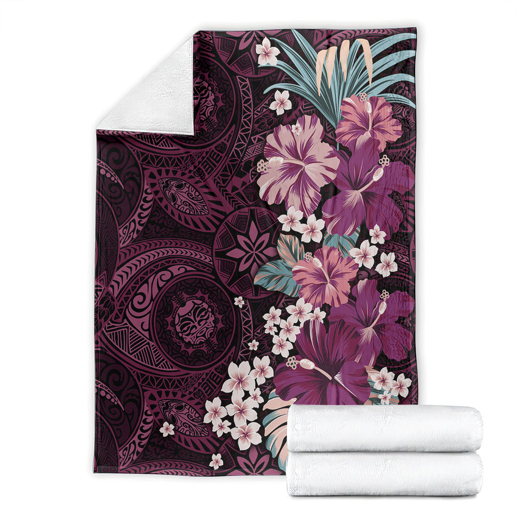 Poni Mama Hawai'i Hibiscus Blanket Polynesian Tribal Tattoo Pattern Floral Elements