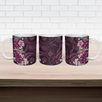 Poni Mama Hawai'i Hibiscus Ceramic Mug Polynesian Tribal Tattoo Pattern Floral Elements