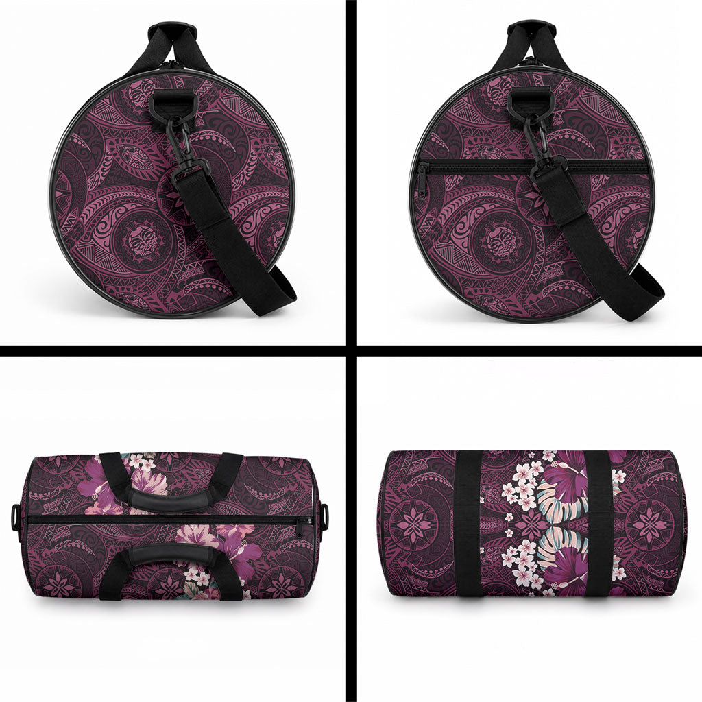 Poni Mama Hawai'i Hibiscus Duffle Bag Polynesian Tribal Tattoo Pattern Floral Elements LT9 - Polynesian Pride