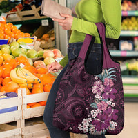 Poni Mama Hawai'i Hibiscus Grocery Bag Polynesian Tribal Tattoo Pattern Floral Elements