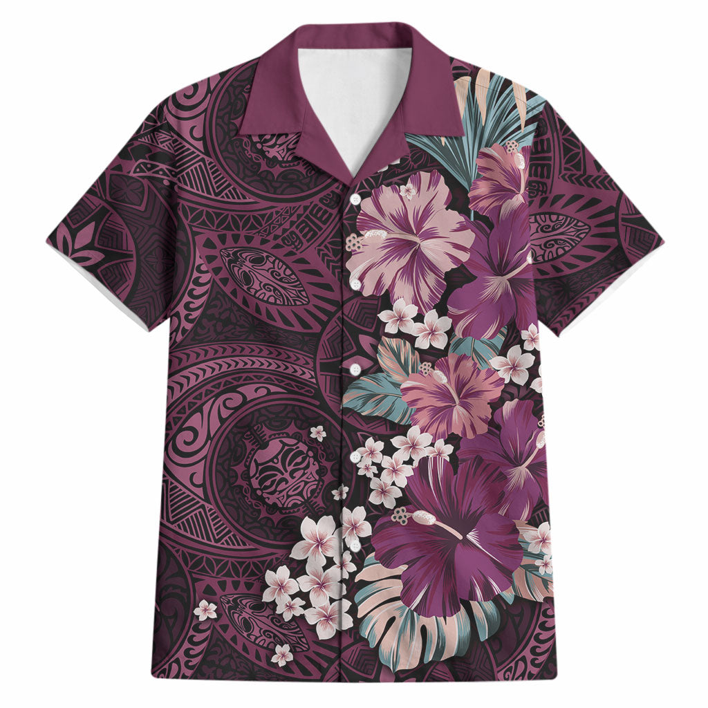 Poni Mama Hawai'i Hibiscus Hawaiian Shirt Polynesian Tribal Tattoo Pattern Floral Elements