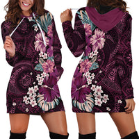 Poni Mama Hawai'i Hibiscus Hoodie Dress Polynesian Tribal Tattoo Pattern Floral Elements