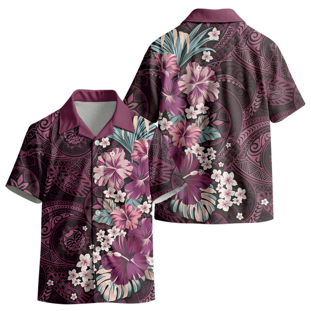 Poni Mama Hawai'i Hibiscus Kid Hawaiian Shirt Polynesian Tribal Tattoo Pattern Floral Elements