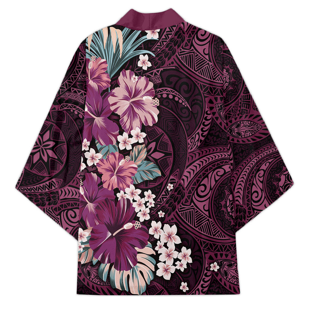Poni Mama Hawai'i Hibiscus Kimono Polynesian Tribal Tattoo Pattern Floral Elements