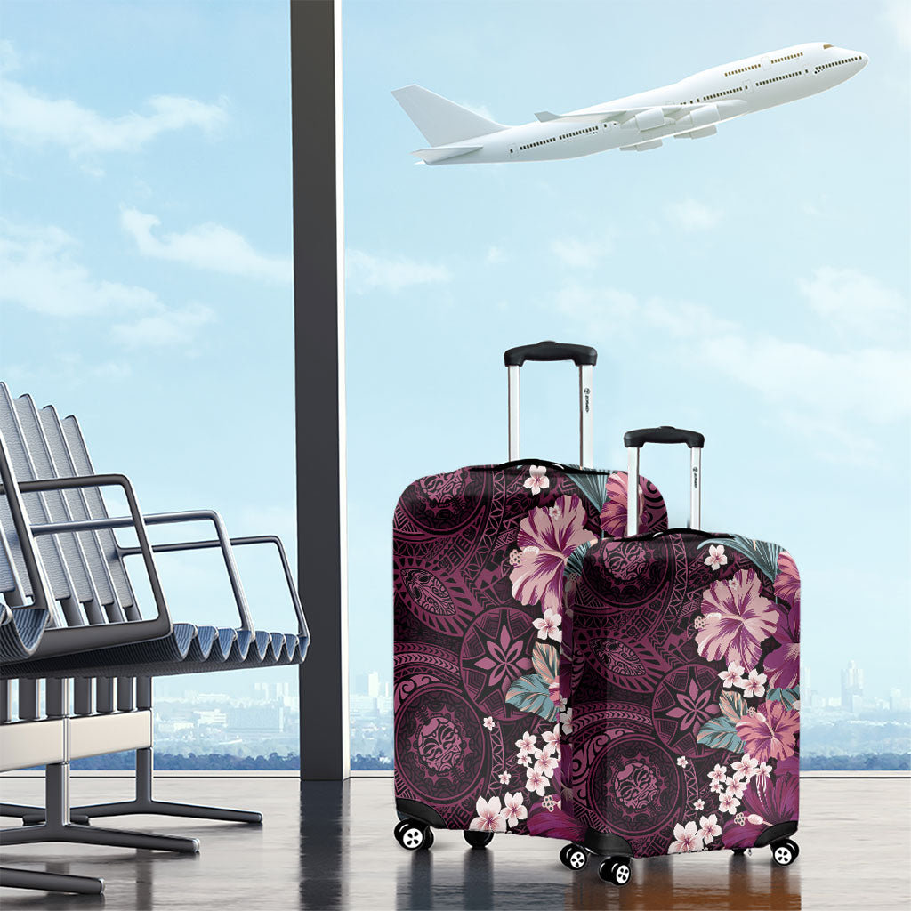 Poni Mama Hawai'i Hibiscus Luggage Cover Polynesian Tribal Tattoo Pattern Floral Elements
