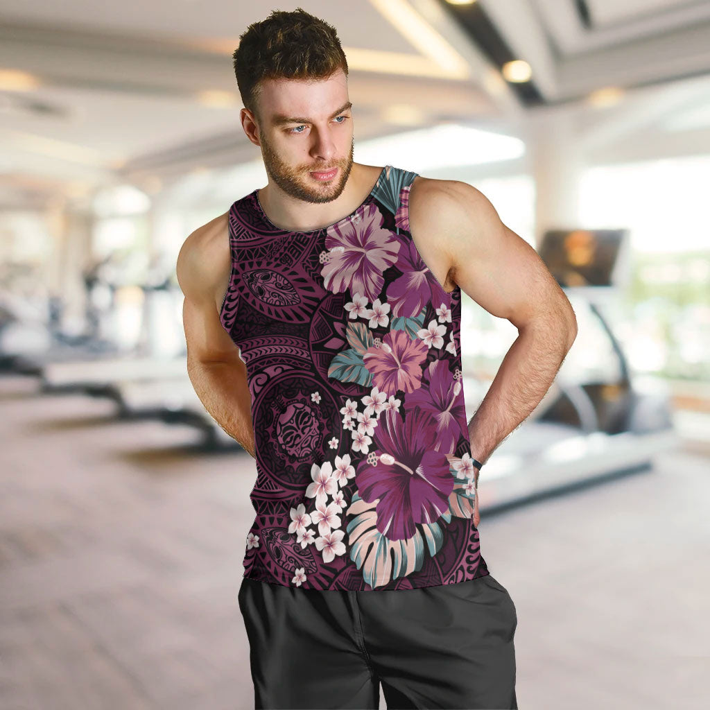 Poni Mama Hawai'i Hibiscus Men Tank Top Polynesian Tribal Tattoo Pattern Floral Elements
