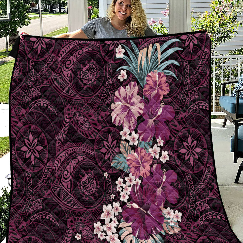 Poni Mama Hawai'i Hibiscus Quilt Polynesian Tribal Tattoo Pattern Floral Elements LT9 Pink - Polynesian Pride