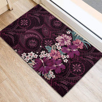 Poni Mama Hawai'i Hibiscus Rubber Doormat Polynesian Tribal Tattoo Pattern Floral Elements