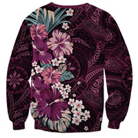 Poni Mama Hawai'i Hibiscus Sweatshirt Polynesian Tribal Tattoo Pattern Floral Elements
